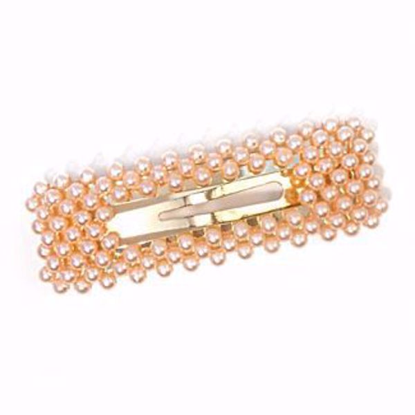 Bilde av Hårspenne perler, stor firkant - peach