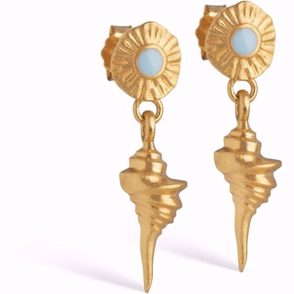 Earring Blue Shell, forgylt | Gullsmed Danielsen