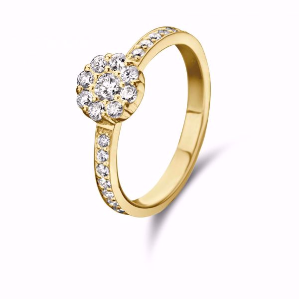 Bilde av Vanity Ring, gult gull 585 med 14 diamanter - 0,55ct W/VS
