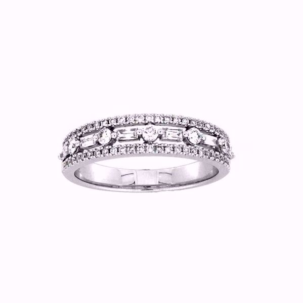 Diamantring, 3 rekker - 585 hvitt gull 0,50 ct. WSI
