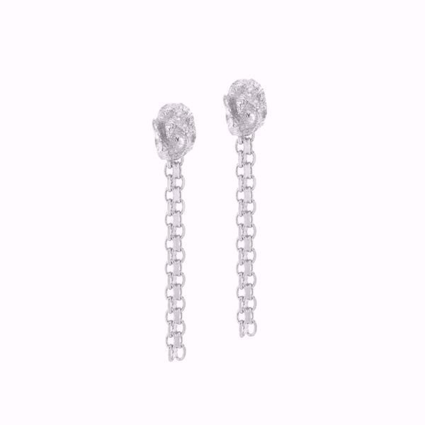 Bilde av WOODS, ROOT SILVER EARRINGS WITH FLEXIBLE CHAIN