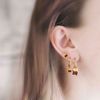 Bilde av  FUSION JOINED GOLDPLATED EARRINGS RED CZ.