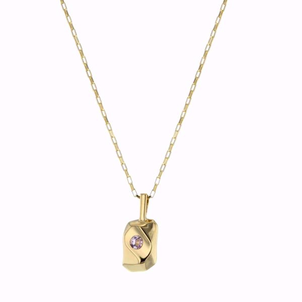 Bilde av ELEMENTS CEZANNE NECKLACE, GOLDPLATED W. PINK NANO GEM