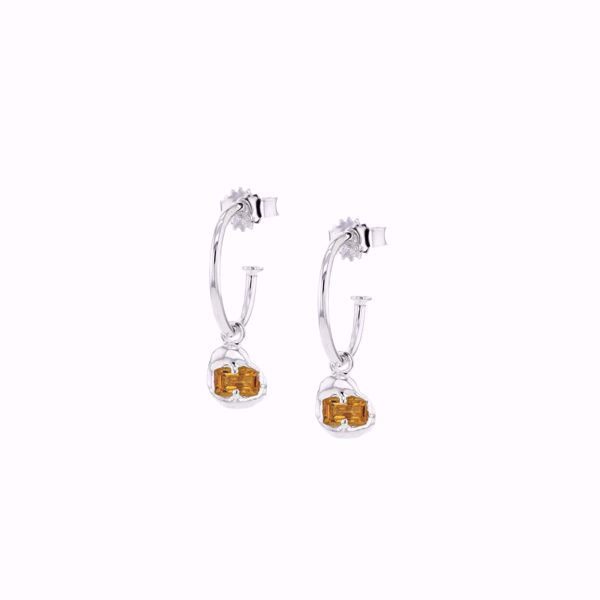 Bilde av FUSION JOINED EARRINGS SILVER W ORANGE NANOGEM 