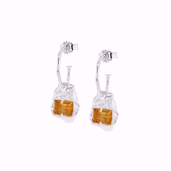 Bilde av FUSION COMBINED EARRINGS SILVER WITH ORANGE NANOGEM STONE