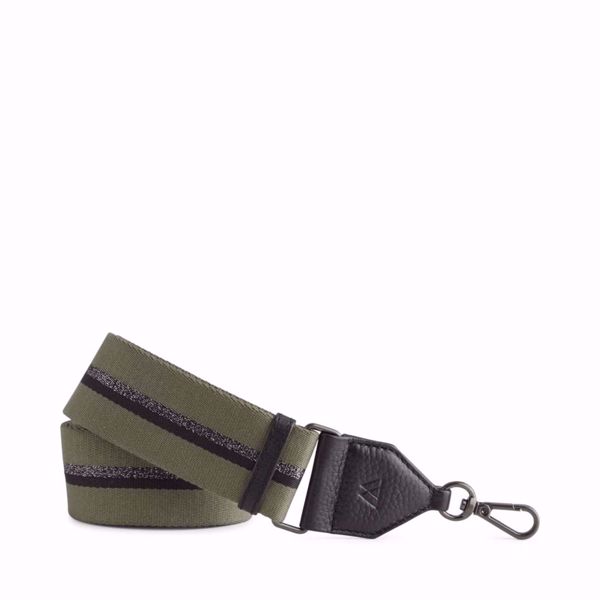 Bilde av Finley Guitar Strap Black w/Olive + Gunmetal Metallic