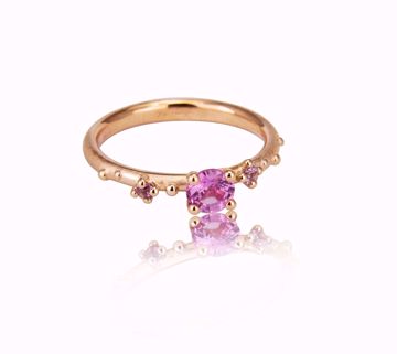Noën Jewellery Shine Ring med rosa safirer - 585 rosegull.