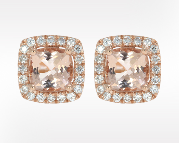 Bilde av Amarant ørepynt, rosegull 585, morganitt, 0,20 ct dia WSI