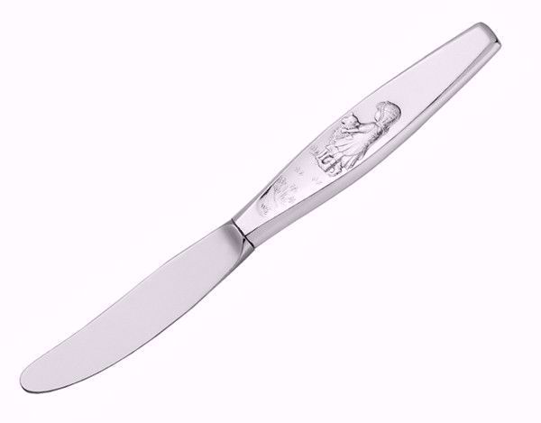 Sølvkniv til pike med motiv fra "Bæ Bæ lille lam".