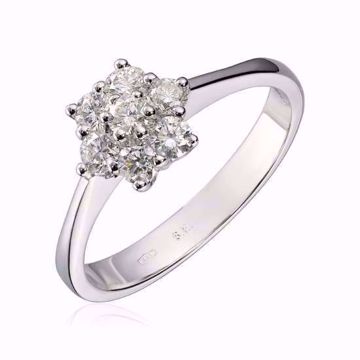 Diamantring, rosett - 585 hvitt gull 0,50 ct. WSI