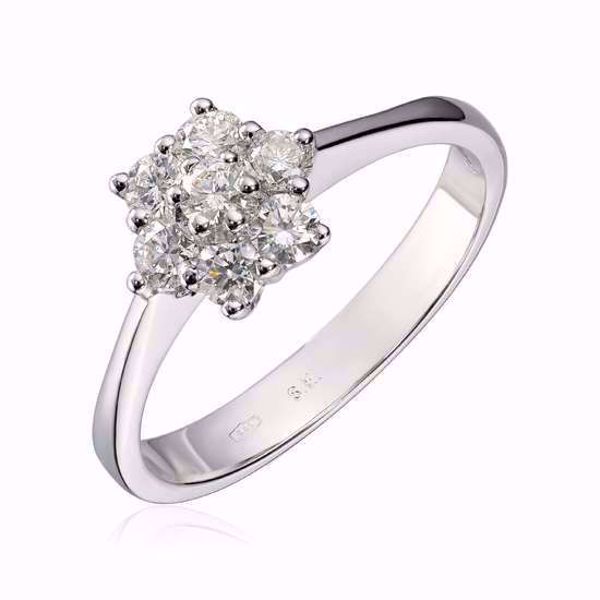 Diamantring, rosett - 585 hvitt gull 0,50 ct. WSI