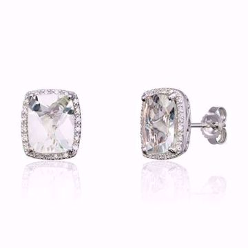 Diamantøredobber med Mintkvarts - 585 hvitt gull 0,11 ct. WSI.