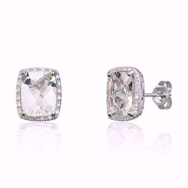 Diamantøredobber med Mintkvarts - 585 hvitt gull 0,11 ct. WSI.