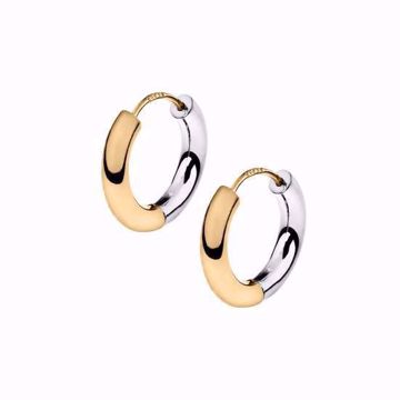 Øreringer 2-sidet i 585 gult og hvitt gull.