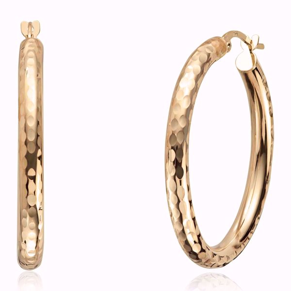 Øreringer med hamret overflate - 585 gult gull.