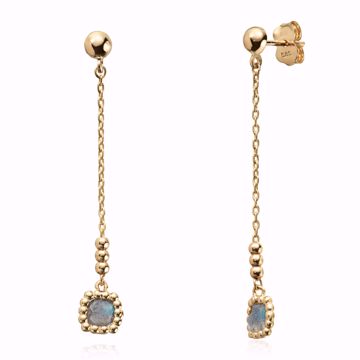 Bilde av Lange øredobber med labradoritt - 585 gult gull