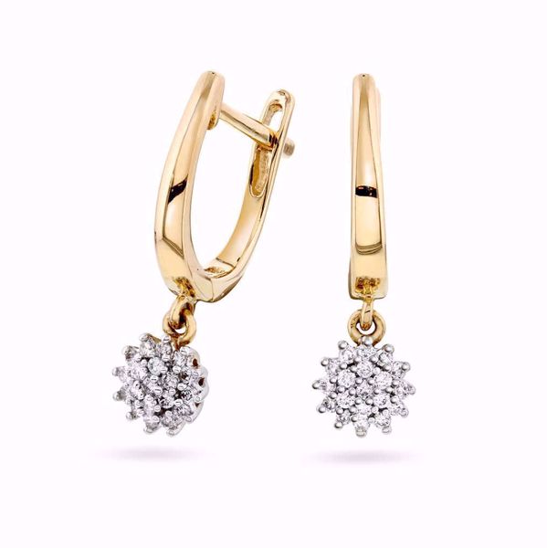 Diamantøreringer med rosettanheng - 585 gult gull 0,20 ct. WP