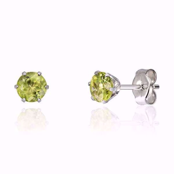 Øredobber med peridot - 585 hvitt gull.