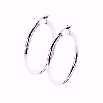 Øreringer i 585 hvitt gull, str. L.