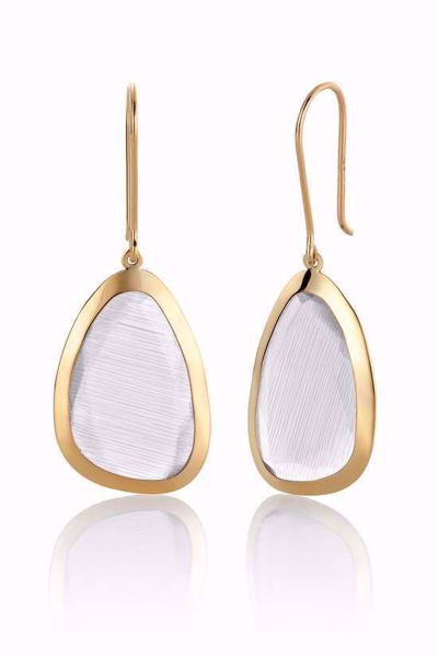 Lange øredobber med grå Cat Eye-sten i 585 gult gull.