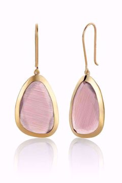 Lange øredobber med lys lilla Cat Eye-sten i 585 gult gull.