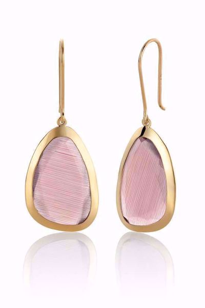 Lange øredobber med lys lilla Cat Eye-sten i 585 gult gull.