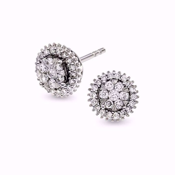 Diamantøredobber, rosett - 585 hvitt gull 0,40 ct. WP