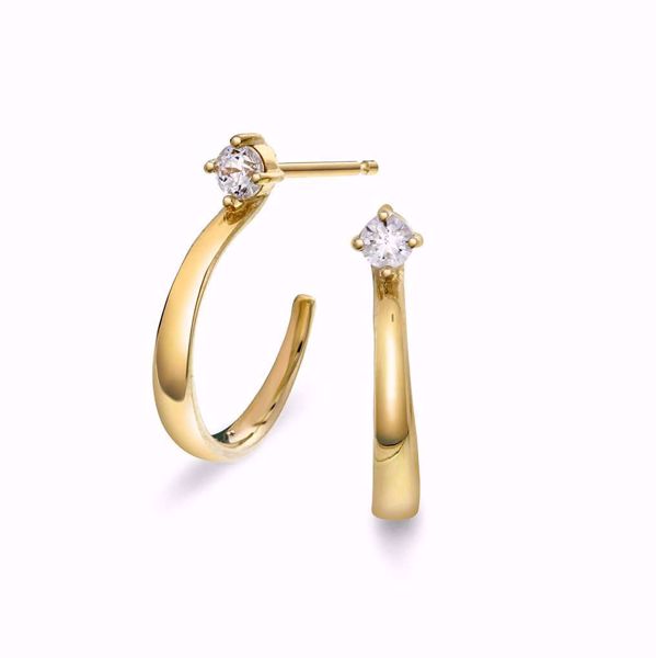 Øreringer med zirkonia - 585 gult gull.
