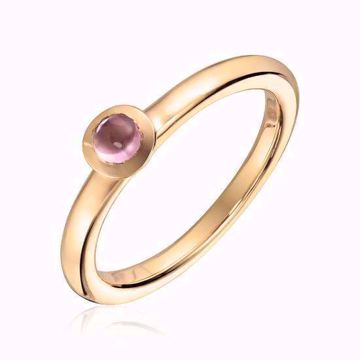Gullring med rosa turmalin -  585 gult gull.