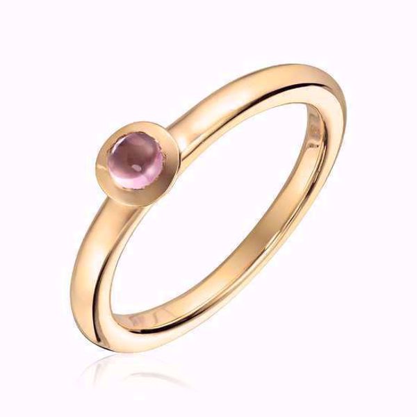Gullring med rosa turmalin -  585 gult gull.
