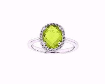 Diamantring med Peridot - 585 hvitt gull 0,14 ct. WSI