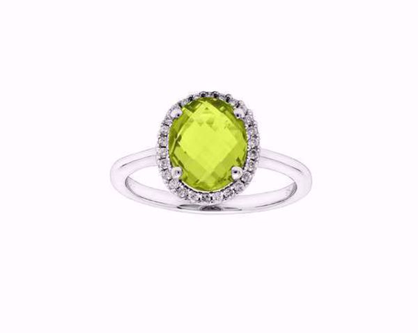 Diamantring med Peridot - 585 hvitt gull 0,14 ct. WSI