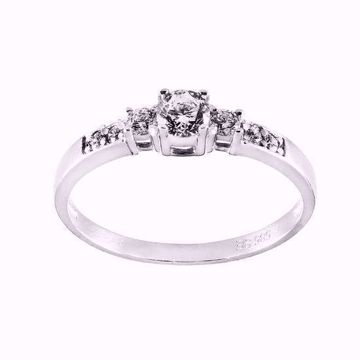 Gullring  -  585 hvitt gull med zirkonia.