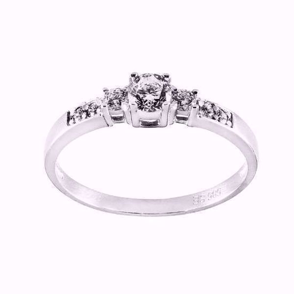 Gullring  -  585 hvitt gull med zirkonia.