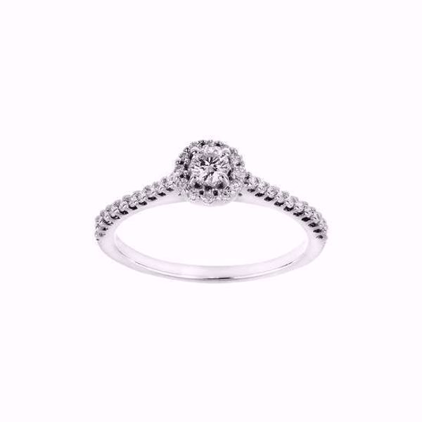 Diamantring, rosett - 585 hvitt gull 0,33 ct. WSI