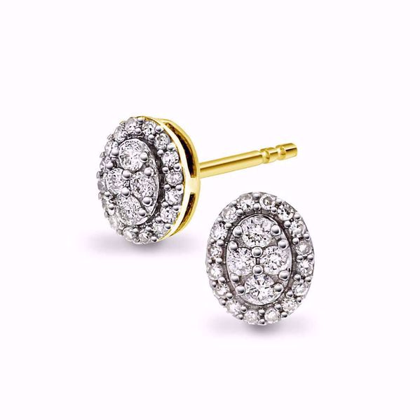 Diamantøredobber i rosett - 585 gult gull 0,20 ct. WP.