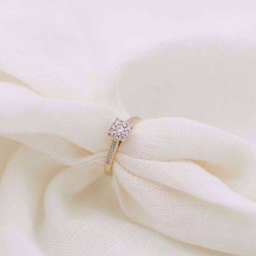 Diamantring, rosett - 585 gult gull 0,26 ct. WP