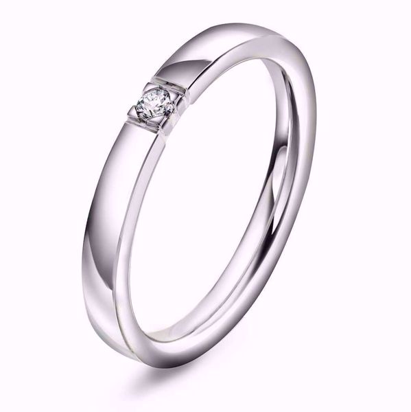 Lady Alliansering - 585 hvitt gull med diamant 0,05 ct. TWSI