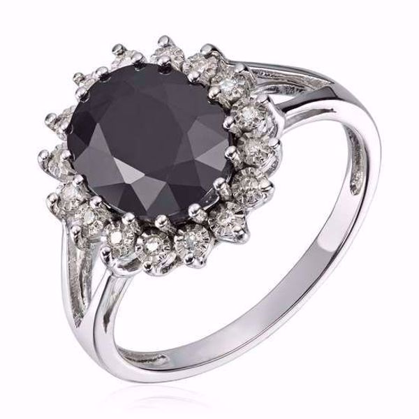 Bilde av RING ROSETT 0,08CT WSI SORT SAFIR HV 585 (57292)