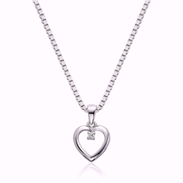 Diamantanheng, hjerte Min Første Diamant - 585 hvitt gull 0,02 ct. WSI.