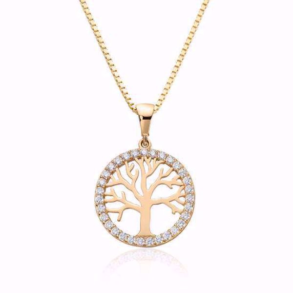 Gullanheng Livets Tre med zirkonia - 585 gult gull.