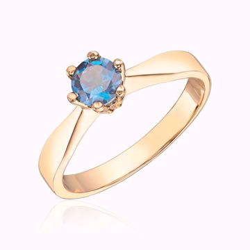 Gullring Margrete med London Blå Topas - 585 gult gull.
