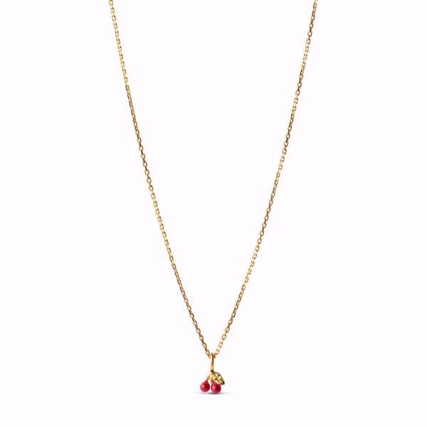 Bilde av Necklace Cherry Red - Goldplated