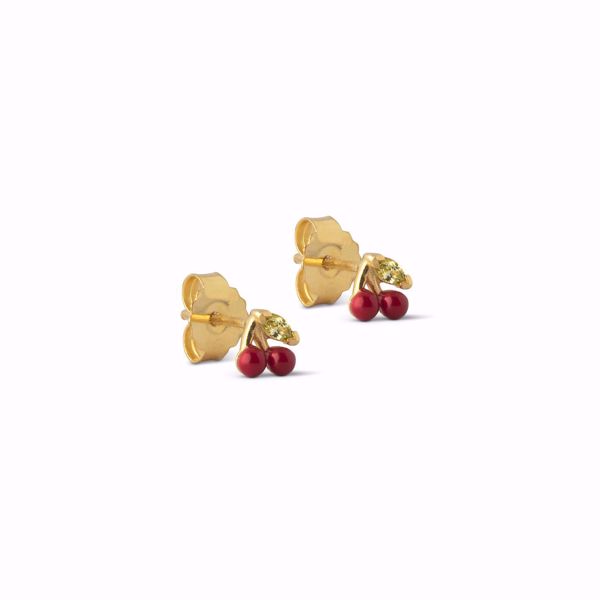 Bilde av Stud Cherry Red - Goldplated