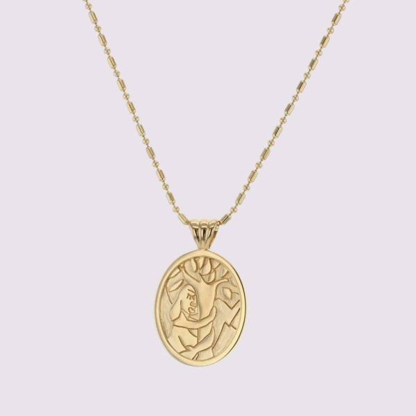 Bilde av FACES HUG A TREE NECKLACE GOLD PLATED SILVER 
