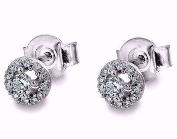 Diamantøredobber, rosett - 585 hvitt gull 0,20 ct. WSI