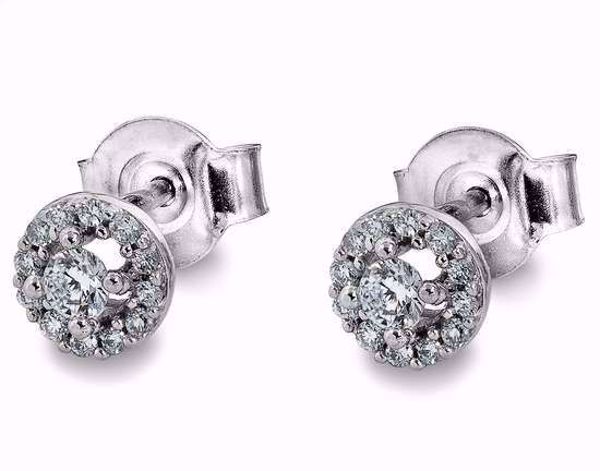 Diamantøredobber, rosett - 585 hvitt gull 0,20 ct. WSI