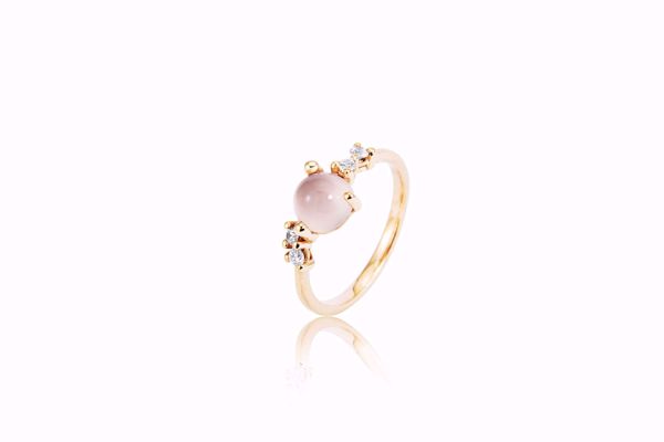 Bilde av Stellini Ring - 14K Rosenkvarts, dia 0,15ct. TWVS