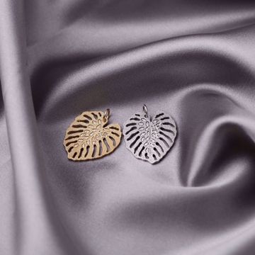 Monstera Diamantanheng - 585 hvitt gull 0,18 ct. WSI.