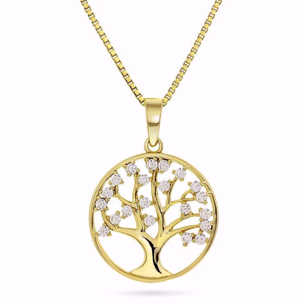 Bilde av SMYKKE I SØLV MED ZIRKONIA LIVETS TRE - FORGYLT (991143)